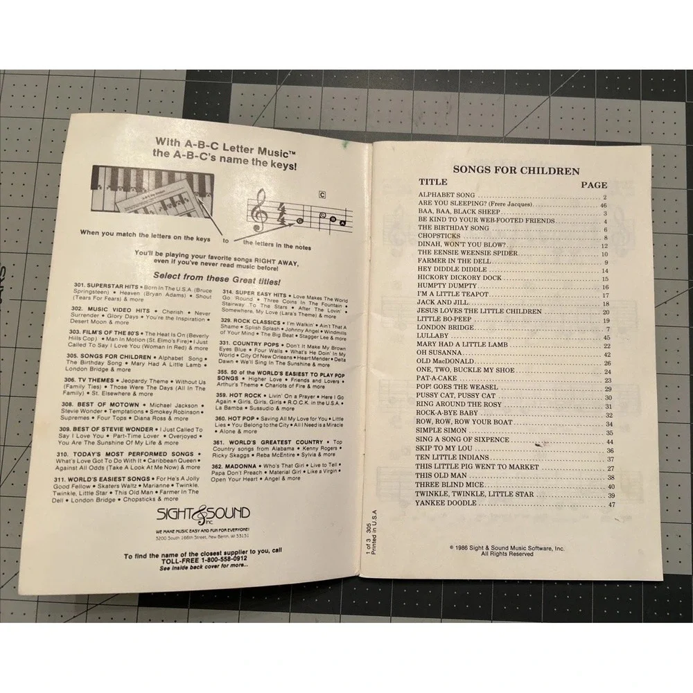 A-B-C Music for Beginners KEYBOARD LOT SESAME STREET and SONGS for CHILDREN Book